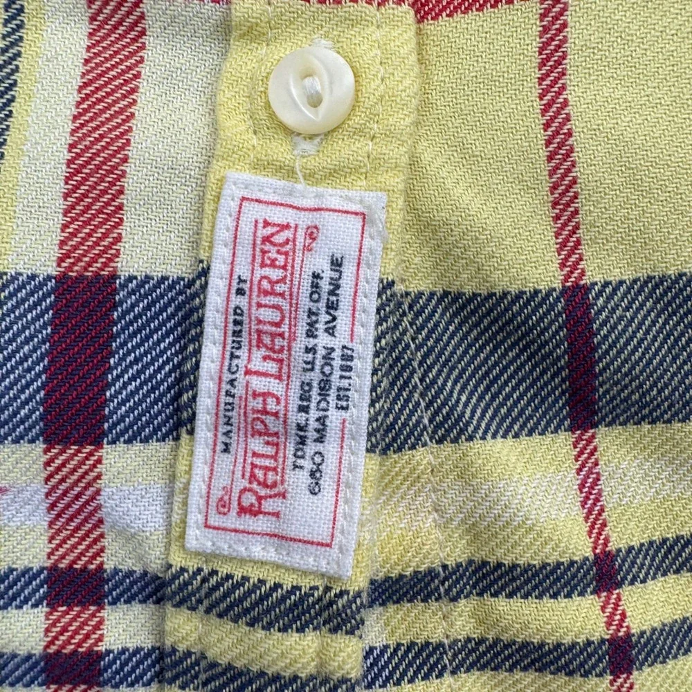 Ralph Lauren Kids Yellow Plaid Button Down Shirt Long Sleeve Cotton‎ 3 3T